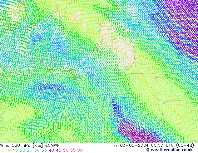 Wind 500 hPa ECMWF Fr 03.05.2024 00 UTC