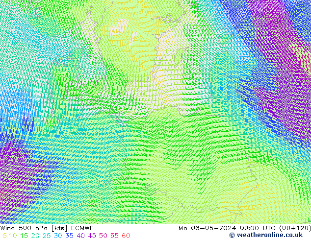 Wind 500 hPa ECMWF Mo 06.05.2024 00 UTC