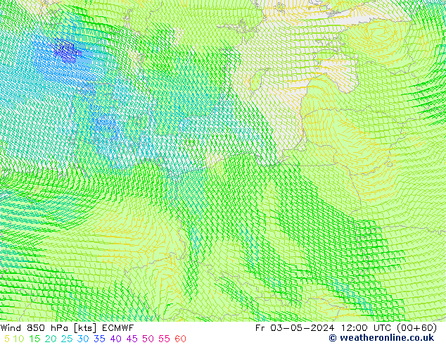 Wind 850 hPa ECMWF Fr 03.05.2024 12 UTC