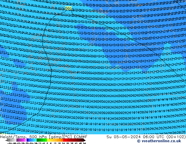 Z500/Rain (+SLP)/Z850 ECMWF dom 05.05.2024 06 UTC