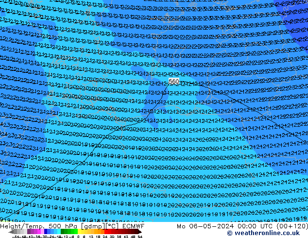 Z500/Regen(+SLP)/Z850 ECMWF ma 06.05.2024 00 UTC