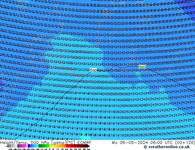 Z500/Rain (+SLP)/Z850 ECMWF пн 06.05.2024 06 UTC