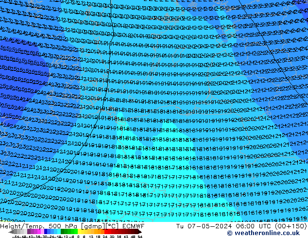 Z500/Rain (+SLP)/Z850 ECMWF Tu 07.05.2024 06 UTC