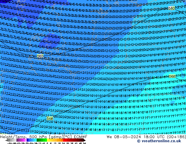 Z500/Rain (+SLP)/Z850 ECMWF ��� 08.05.2024 18 UTC