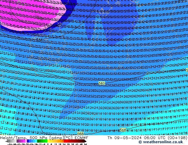 Z500/Rain (+SLP)/Z850 ECMWF чт 09.05.2024 06 UTC