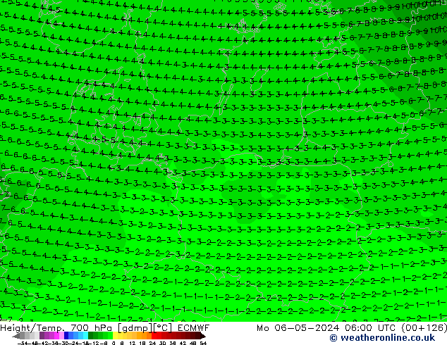 Géop./Temp. 700 hPa ECMWF lun 06.05.2024 06 UTC