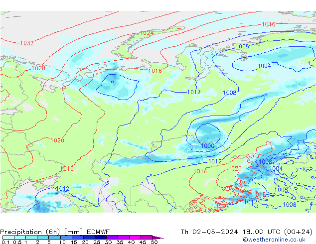 Z500/Rain (+SLP)/Z850 ECMWF Th 02.05.2024 00 UTC