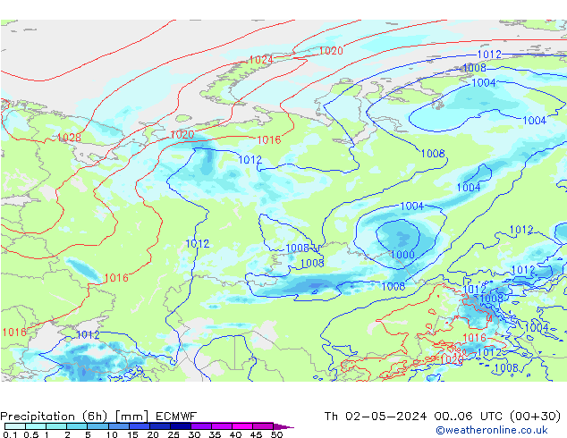 Z500/Rain (+SLP)/Z850 ECMWF jue 02.05.2024 06 UTC