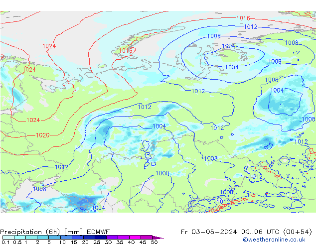 Z500/Rain (+SLP)/Z850 ECMWF Fr 03.05.2024 06 UTC