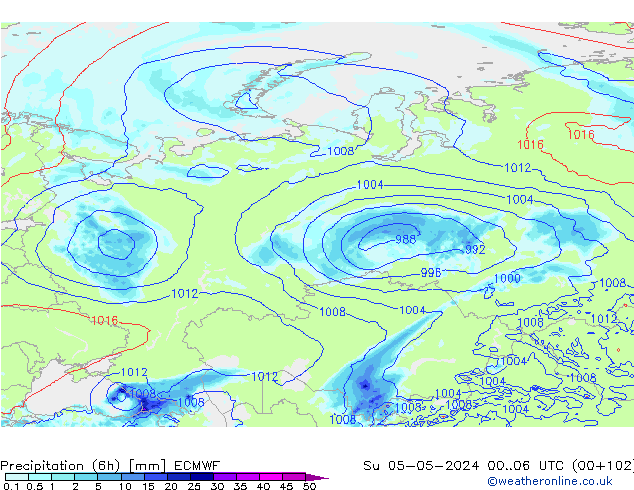 Yağış (6h) ECMWF Paz 05.05.2024 06 UTC