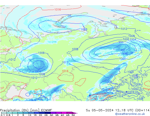 Z500/Rain (+SLP)/Z850 ECMWF Su 05.05.2024 18 UTC