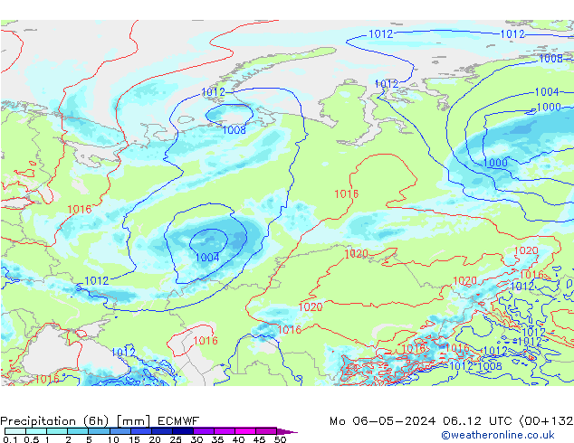 Z500/Rain (+SLP)/Z850 ECMWF Po 06.05.2024 12 UTC