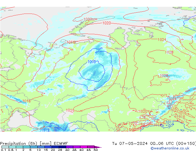 Z500/Rain (+SLP)/Z850 ECMWF Ter 07.05.2024 06 UTC
