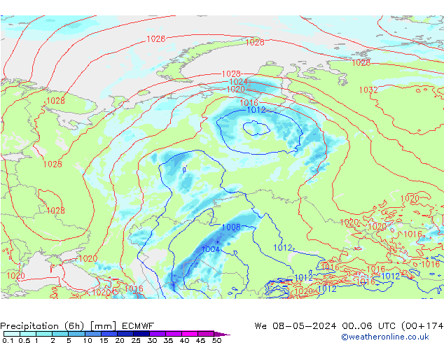 Z500/Rain (+SLP)/Z850 ECMWF śro. 08.05.2024 06 UTC