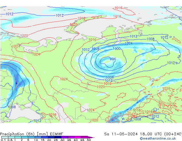 Z500/Rain (+SLP)/Z850 ECMWF sab 11.05.2024 00 UTC