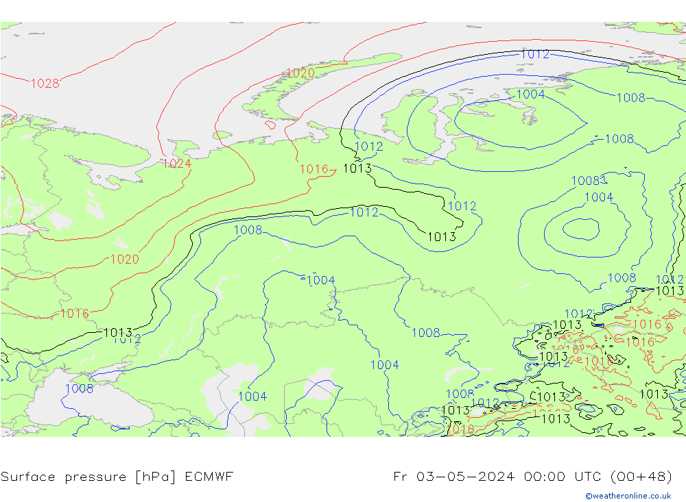 Surface pressure ECMWF Fr 03.05.2024 00 UTC