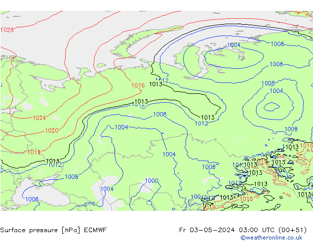 ciśnienie ECMWF pt. 03.05.2024 03 UTC