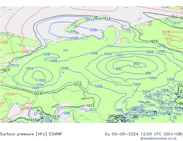 Presión superficial ECMWF dom 05.05.2024 12 UTC