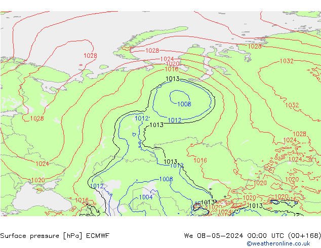 Luchtdruk (Grond) ECMWF wo 08.05.2024 00 UTC