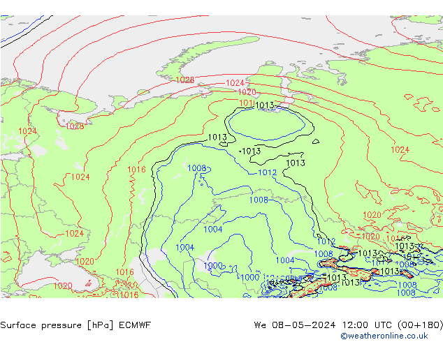 Yer basıncı ECMWF Çar 08.05.2024 12 UTC