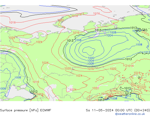 Surface pressure ECMWF Sa 11.05.2024 00 UTC