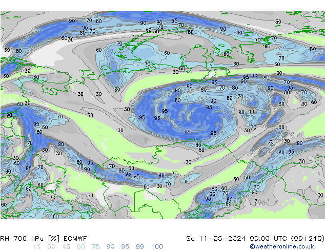 RH 700 hPa ECMWF  11.05.2024 00 UTC