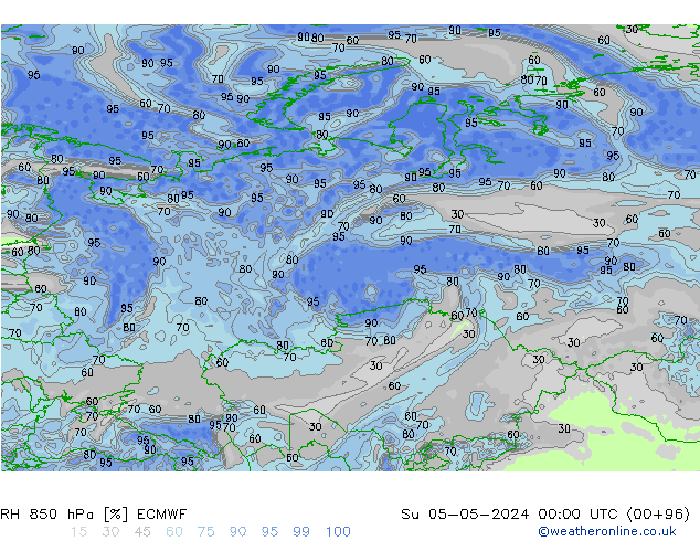 RH 850 hPa ECMWF Su 05.05.2024 00 UTC