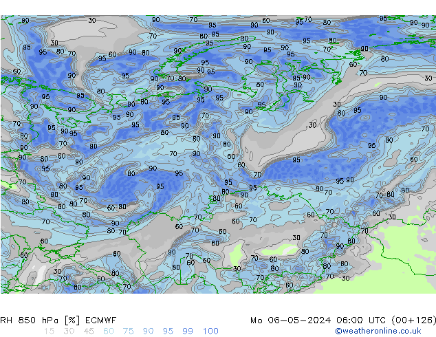 850 hPa Nispi Nem ECMWF Pzt 06.05.2024 06 UTC