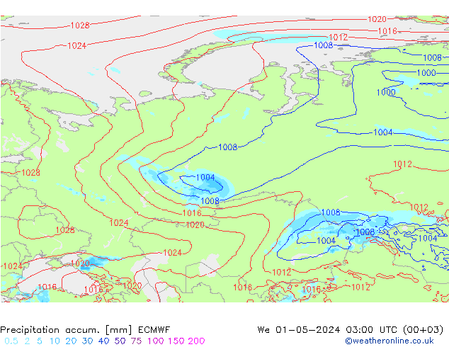 Nied. akkumuliert ECMWF Mi 01.05.2024 03 UTC