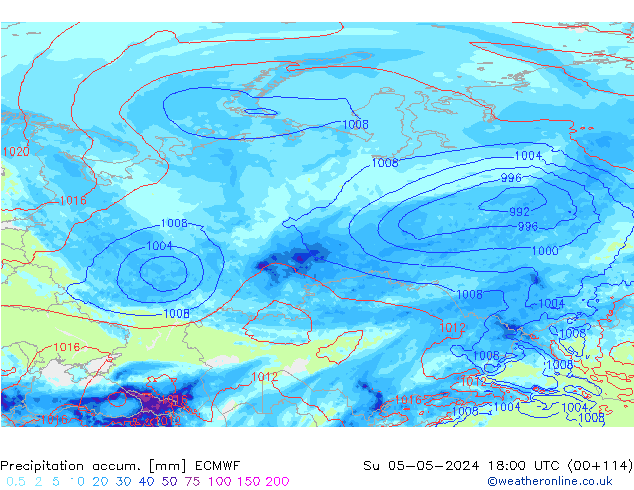 Precipitation accum. ECMWF Su 05.05.2024 18 UTC