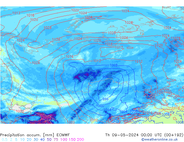 Precipitation accum. ECMWF Th 09.05.2024 00 UTC