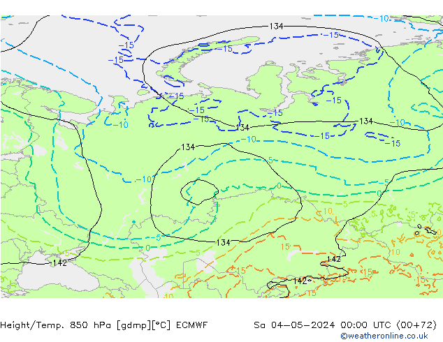 Height/Temp. 850 гПа ECMWF сб 04.05.2024 00 UTC