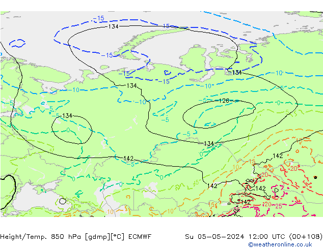 Z500/Rain (+SLP)/Z850 ECMWF Вс 05.05.2024 12 UTC