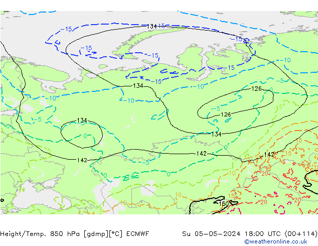 Z500/Rain (+SLP)/Z850 ECMWF  05.05.2024 18 UTC