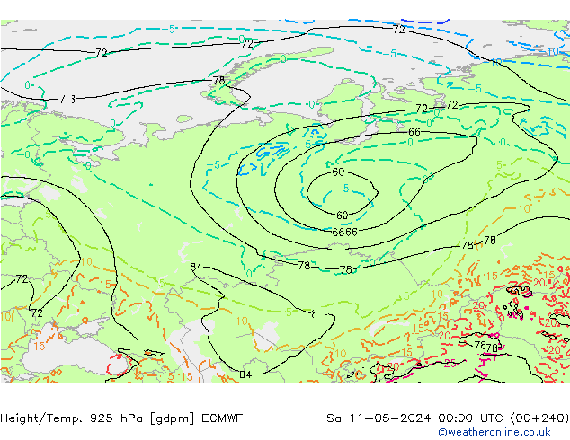 Height/Temp. 925 hPa ECMWF Sáb 11.05.2024 00 UTC