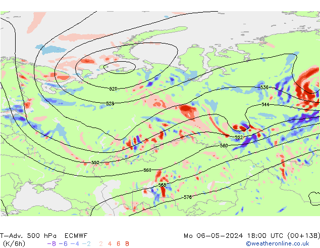 T-Adv. 500 hPa ECMWF lun 06.05.2024 18 UTC