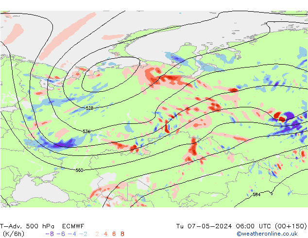 T-Adv. 500 hPa ECMWF Tu 07.05.2024 06 UTC