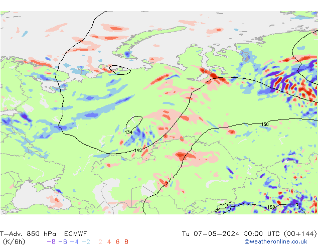 T-Adv. 850 hPa ECMWF Tu 07.05.2024 00 UTC