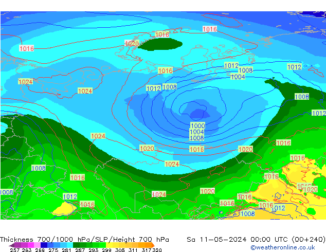 Thck 700-1000 hPa ECMWF  11.05.2024 00 UTC