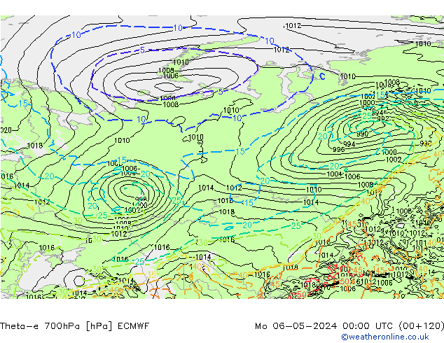 Theta-e 700hPa ECMWF Mo 06.05.2024 00 UTC