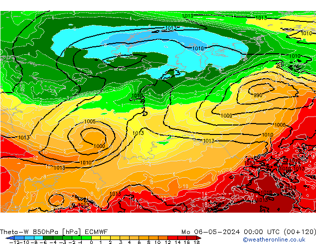 Theta-W 850hPa ECMWF lun 06.05.2024 00 UTC