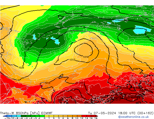 Theta-W 850hPa ECMWF Di 07.05.2024 18 UTC