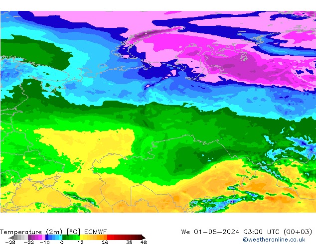 Temperature (2m) ECMWF St 01.05.2024 03 UTC