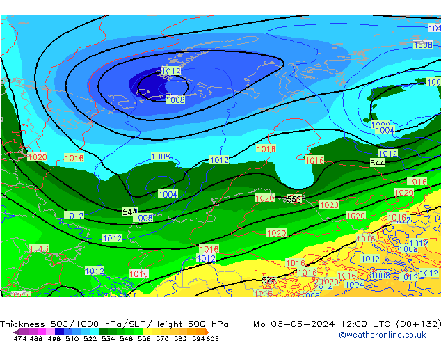 Thck 500-1000hPa ECMWF pon. 06.05.2024 12 UTC