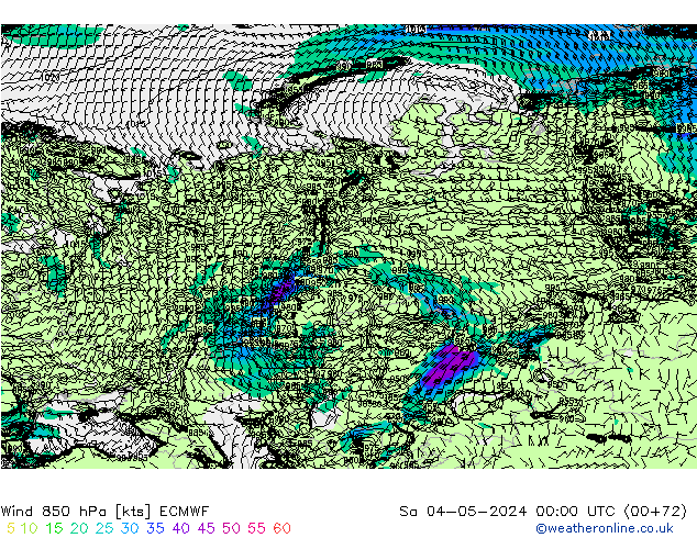 Viento 850 hPa ECMWF sáb 04.05.2024 00 UTC