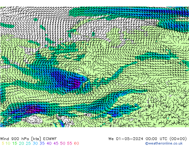 Wind 900 hPa ECMWF Mi 01.05.2024 00 UTC