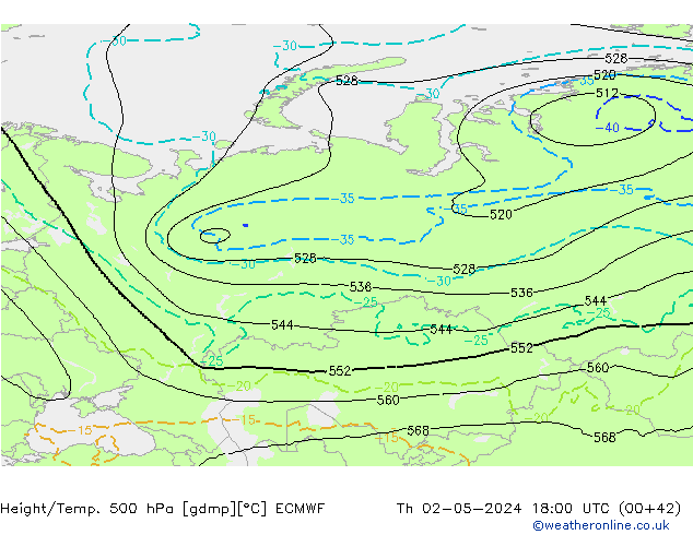 Z500/Rain (+SLP)/Z850 ECMWF чт 02.05.2024 18 UTC