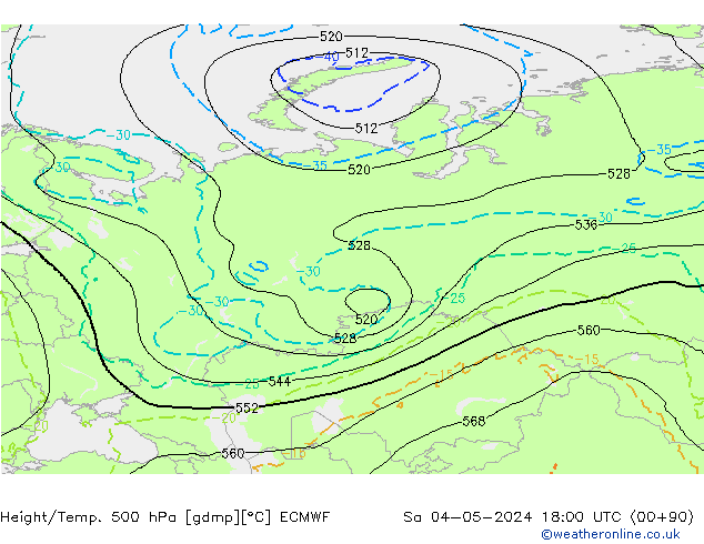 Z500/Rain (+SLP)/Z850 ECMWF sam 04.05.2024 18 UTC