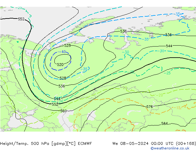 Z500/Rain (+SLP)/Z850 ECMWF  08.05.2024 00 UTC