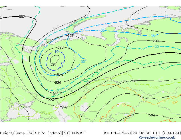 Z500/Rain (+SLP)/Z850 ECMWF St 08.05.2024 06 UTC